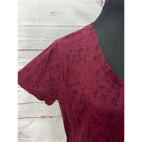 Side stitch womens small burgundy red black print Blouse‎ - Picture 5 of 7